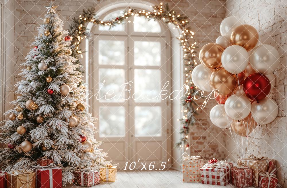 Kate Christmas Tree Balloons Arch Window Backdrop Designed by Emetselch -UK