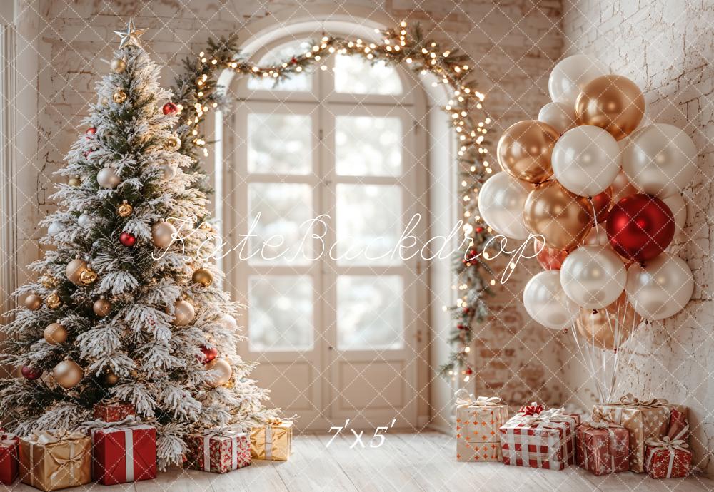 Kate Christmas Tree Balloons Arch Window Backdrop Designed by Emetselch -UK