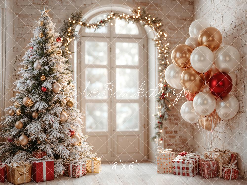 Kate Christmas Tree Balloons Arch Window Backdrop Designed by Emetselch -UK