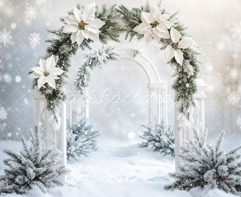 Kate Winter White Floral Arch Backdrop Designed by Emetselch -UK