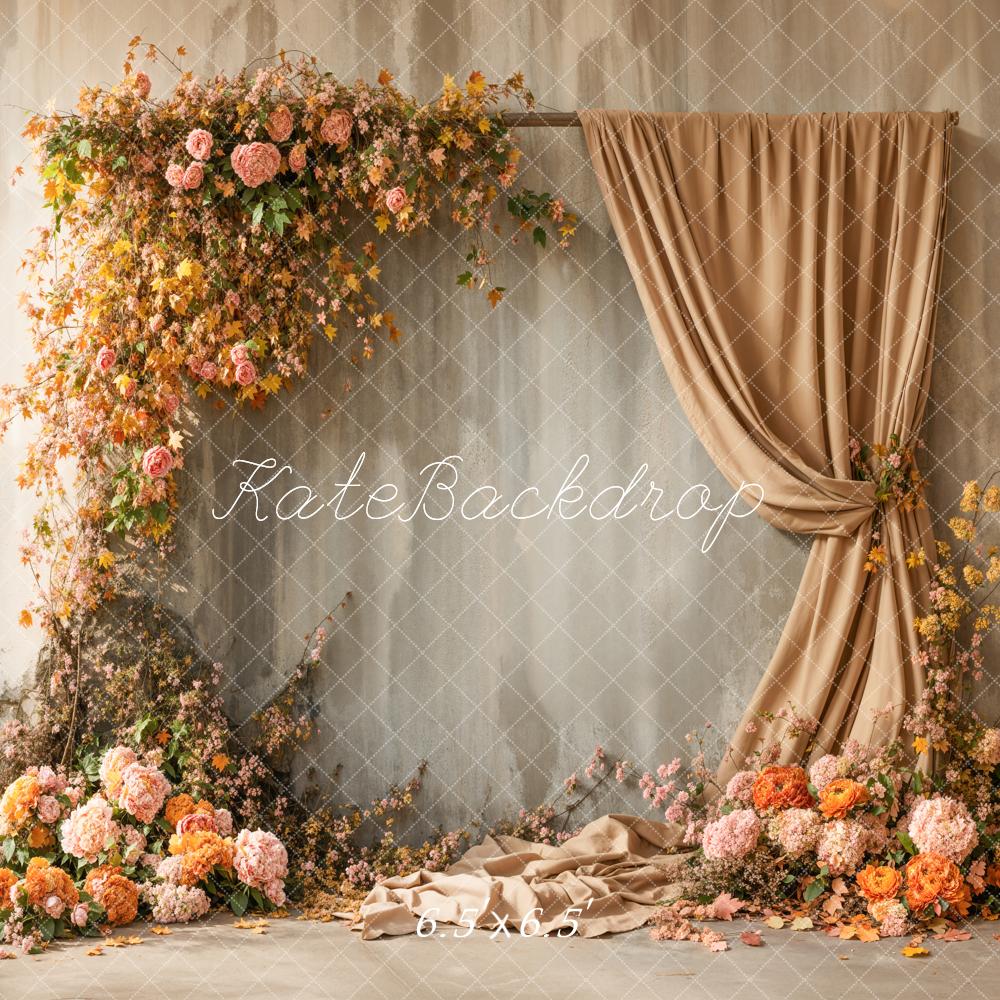 Kate Autumn Flower Arch Apricot Curtains Backdrop Designed by Emetselch -UK