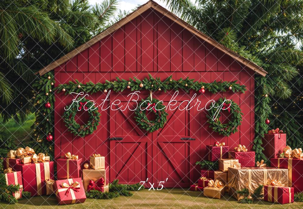 Kate Christmas Barn With Gifts Boxes Backdrop Designed by Emetselch -UK