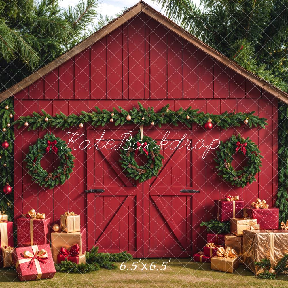 Kate Christmas Barn With Gifts Boxes Backdrop Designed by Emetselch -UK