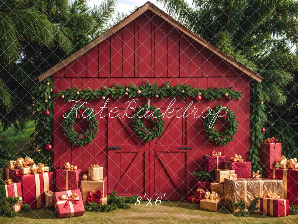 Kate Christmas Barn With Gifts Boxes Backdrop Designed by Emetselch -UK