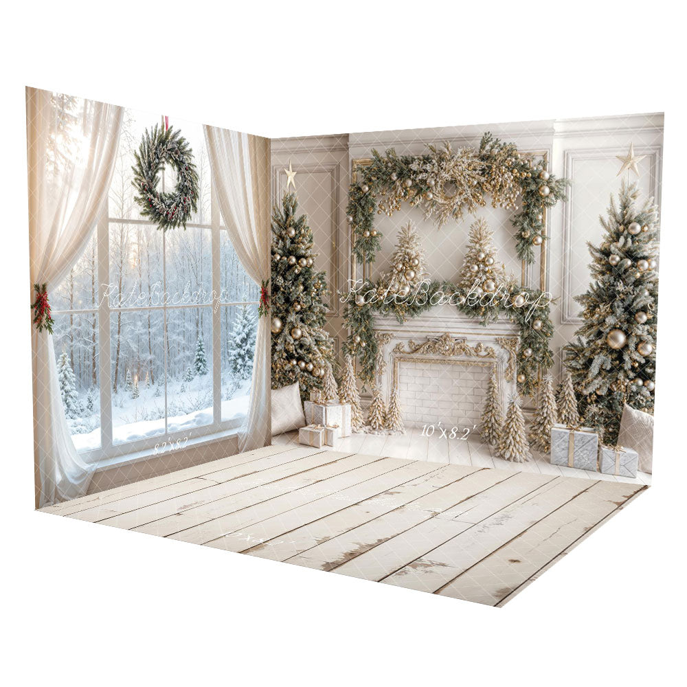 Kate Christmas White Vintage Brick Fireplace Room Set -UK