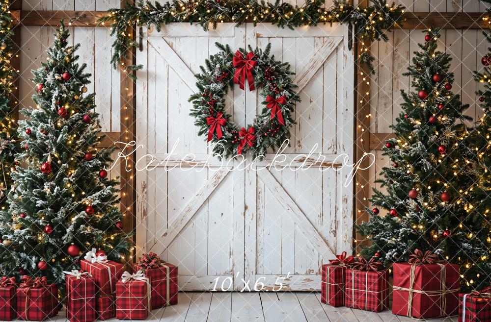 Lightning Deals Kate Christmas Tree White Barn Door Backdrop Designed by Emetselch