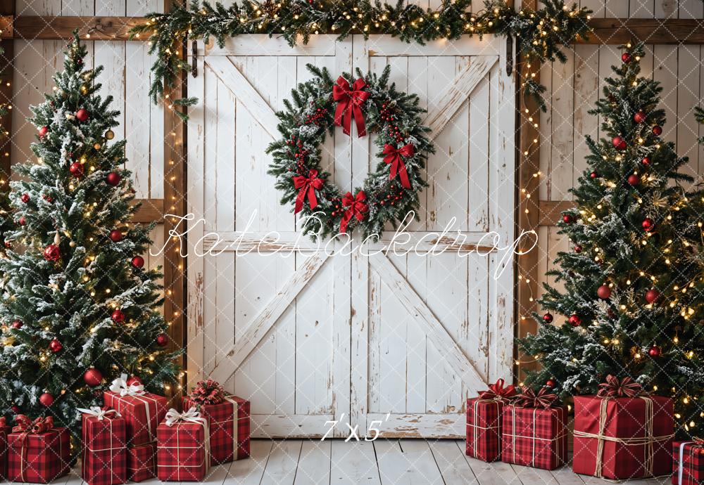 Lightning Deals Kate Christmas Tree White Barn Door Backdrop Designed by Emetselch