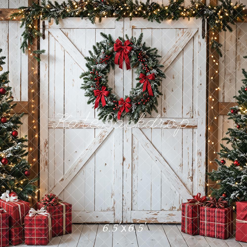 Lightning Deals Kate Christmas Tree White Barn Door Backdrop Designed by Emetselch