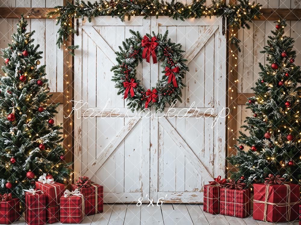 Lightning Deals Kate Christmas Tree White Barn Door Backdrop Designed by Emetselch