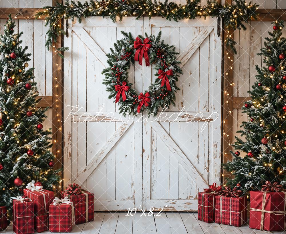 Lightning Deals Kate Christmas Tree White Barn Door Backdrop Designed by Emetselch