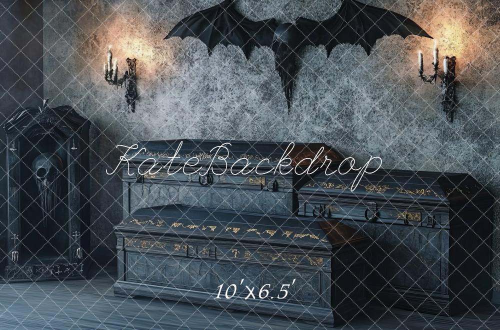 Kate Halloween Gothic Coffin Bat Backdrop Designed by Lidia Redekopp -UK