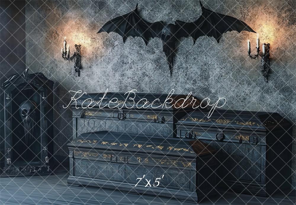 Kate Halloween Gothic Coffin Bat Backdrop Designed by Lidia Redekopp -UK