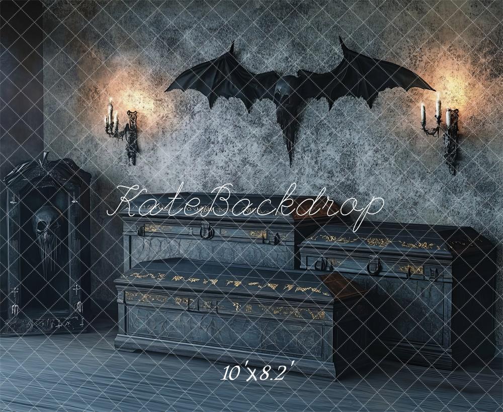 Kate Halloween Gothic Coffin Bat Backdrop Designed by Lidia Redekopp -UK