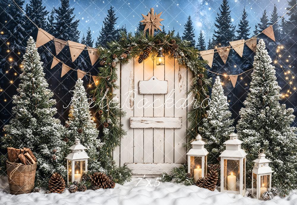 Kate Christmas Tree White Wood Door Backdrop Designed by Emetselch -UK