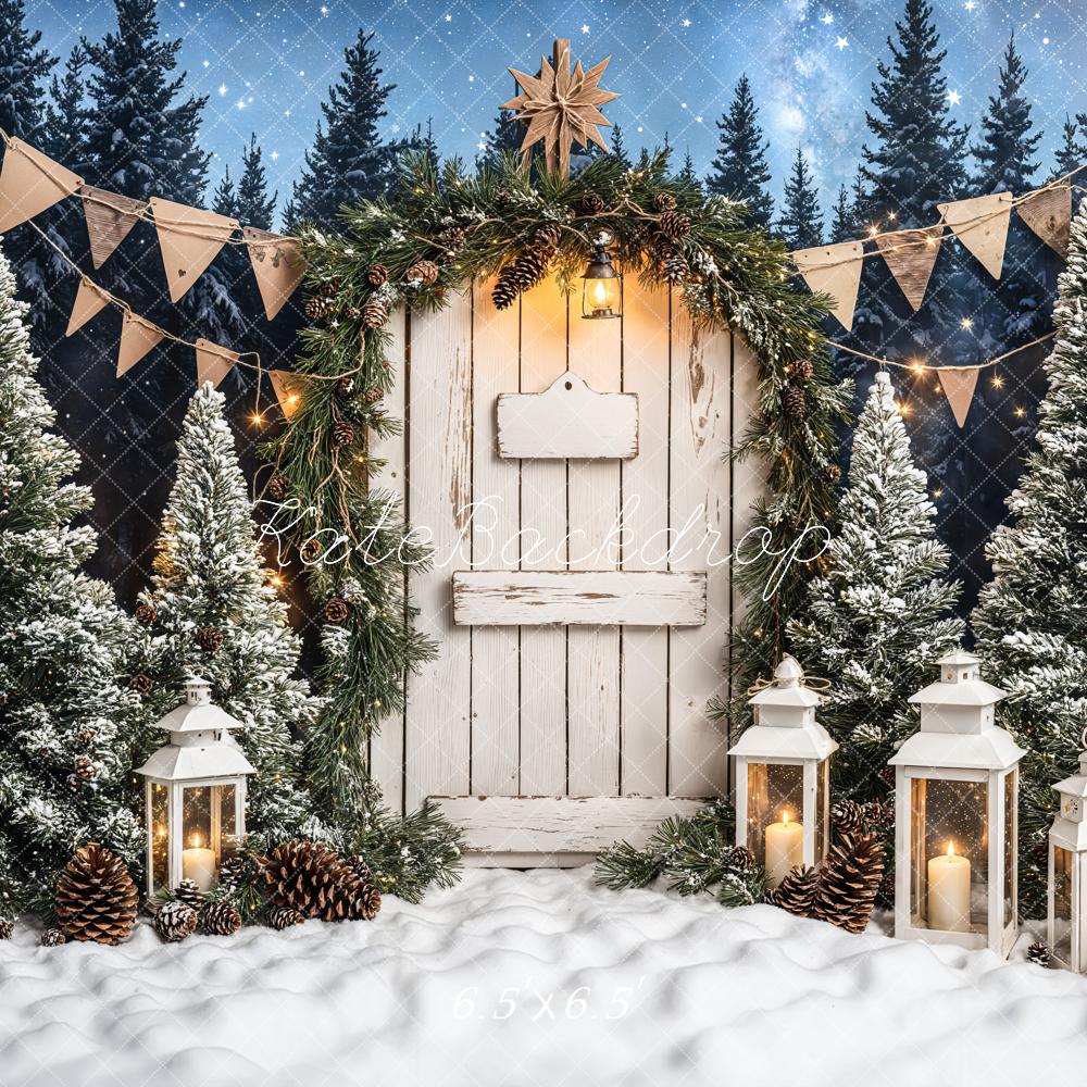 Kate Christmas Tree White Wood Door Backdrop Designed by Emetselch -UK