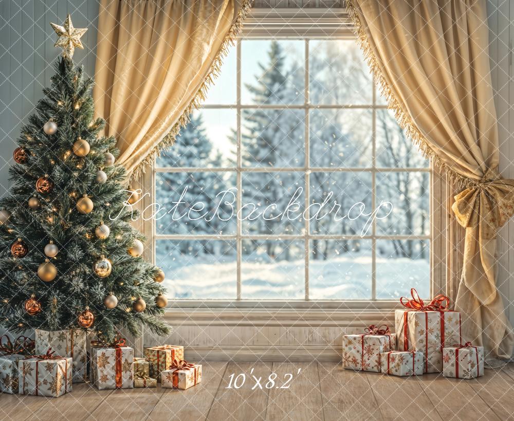 Kate Christmas Tree Window Curtains Gifts Backdrop Designed by Emetselch -UK