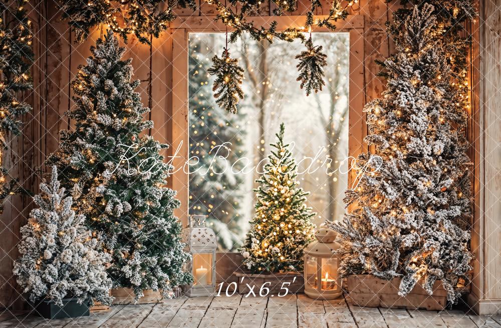 Kate Christmas Snowy Trees Lights Backdrop Designed by Emetselch -UK