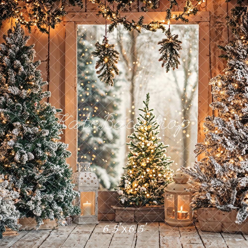 Kate Christmas Snowy Trees Lights Backdrop Designed by Emetselch -UK