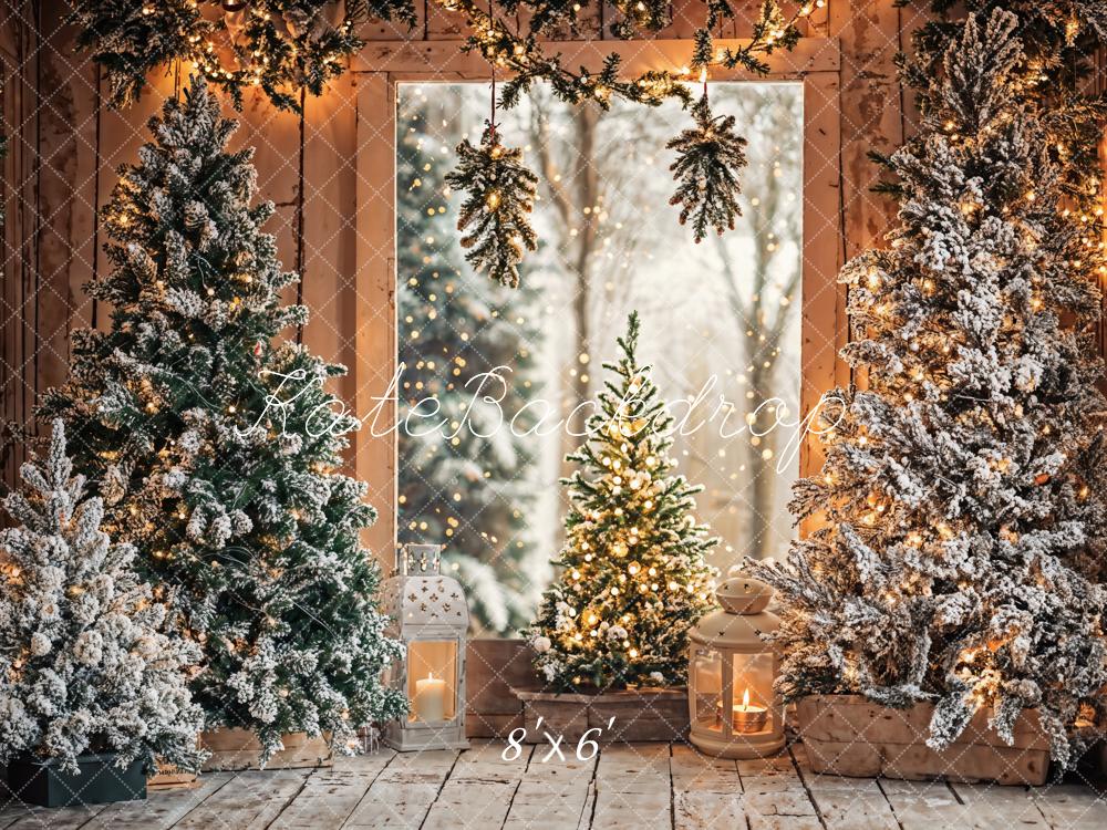 Kate Christmas Snowy Trees Lights Backdrop Designed by Emetselch -UK