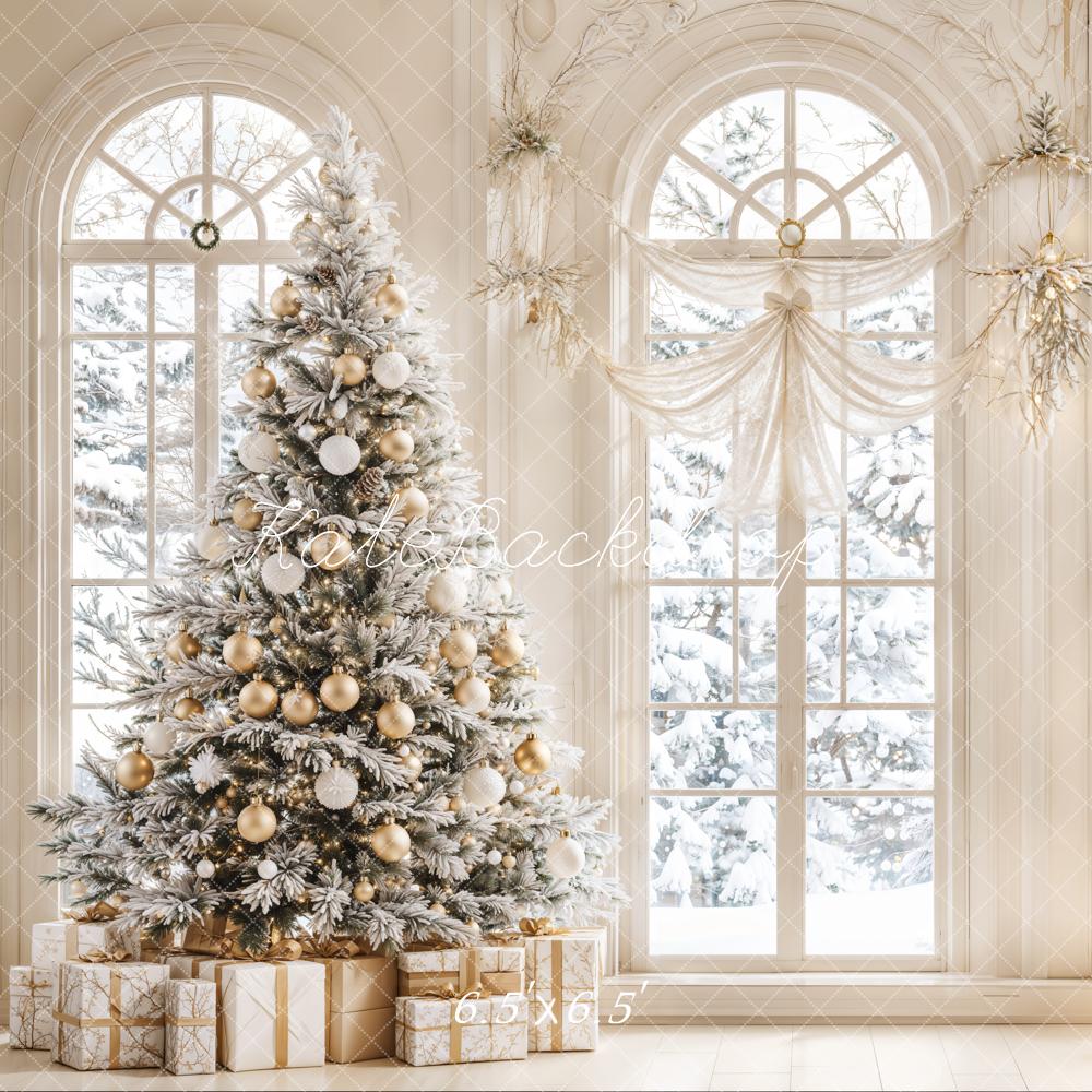 Kate White Christmas Tree Vintage Arch Window Backdrop Designed by Emetselch -UK