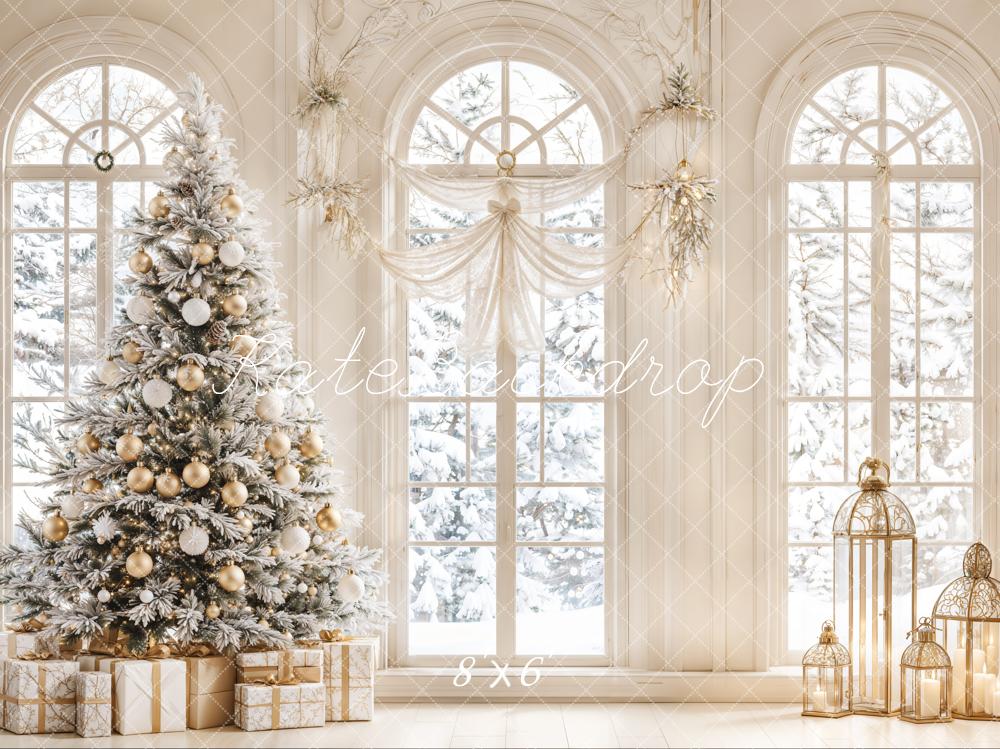 Kate White Christmas Tree Vintage Arch Window Backdrop Designed by Emetselch -UK