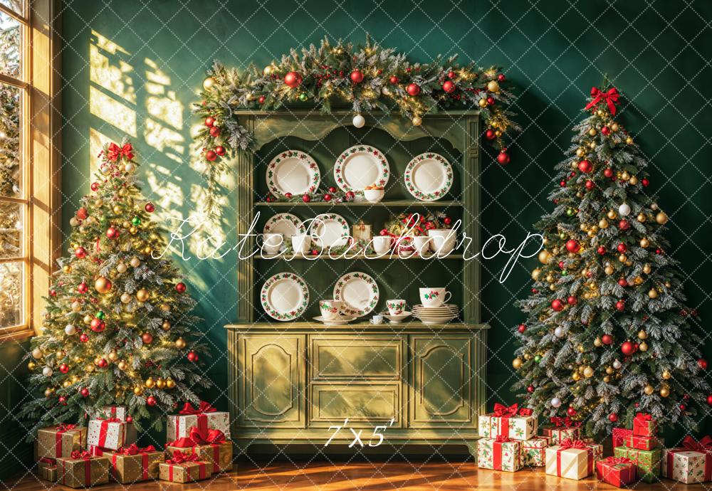 Lightning Deals Kate Christmas Retro Green Cabinet Wall Backdrop Designed by Emetselch -UK