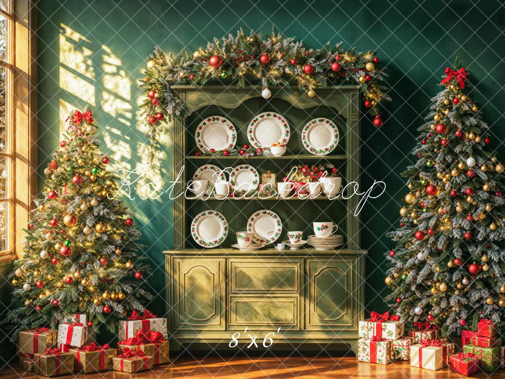 Lightning Deals Kate Christmas Retro Green Cabinet Wall Backdrop Designed by Emetselch -UK