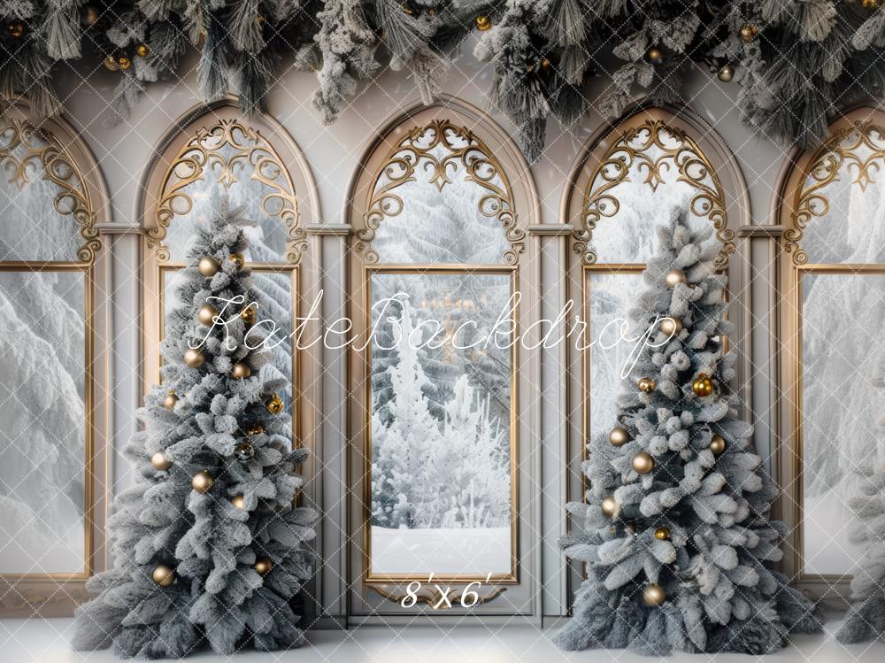 Lightning Deals Kate Christmas Tree Arched Window Backdrop Designed by Mini MakeBelieve -UK