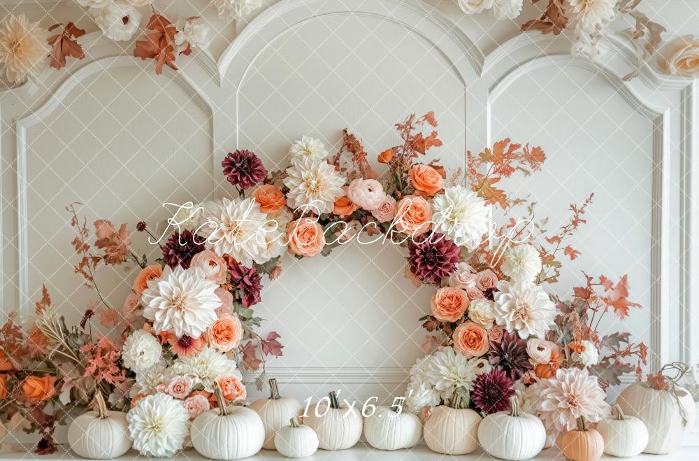 Kate Autumn Flower Arch White Pumpkin Backdrop Designed by Patty Robert -UK