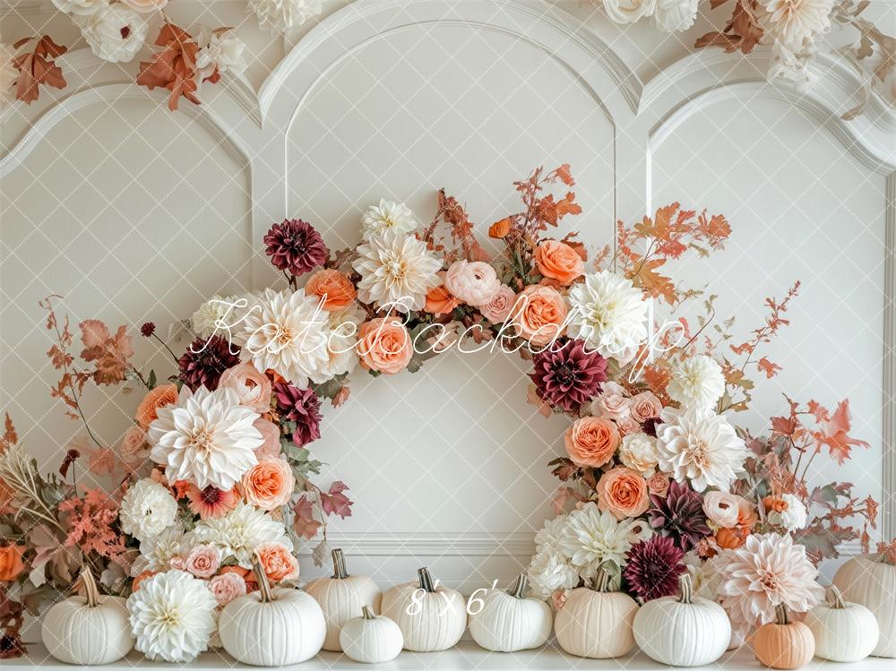 Kate Autumn Flower Arch White Pumpkin Backdrop Designed by Patty Robert -UK