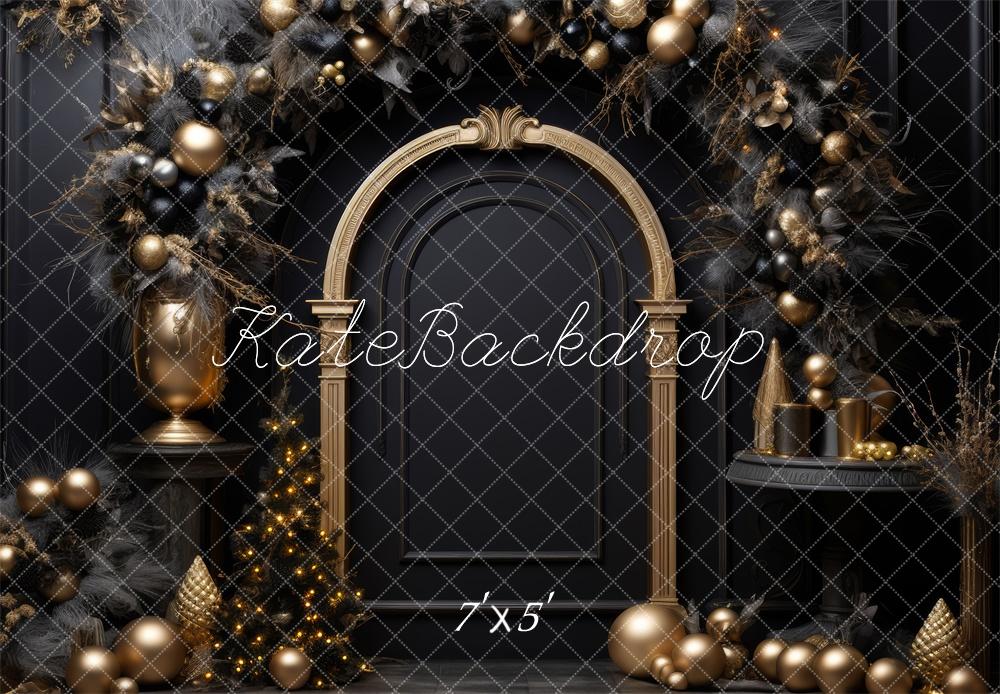 Kate Christmas Black Golden Arch Tree Backdrop Designed by Lidia Redekopp -UK