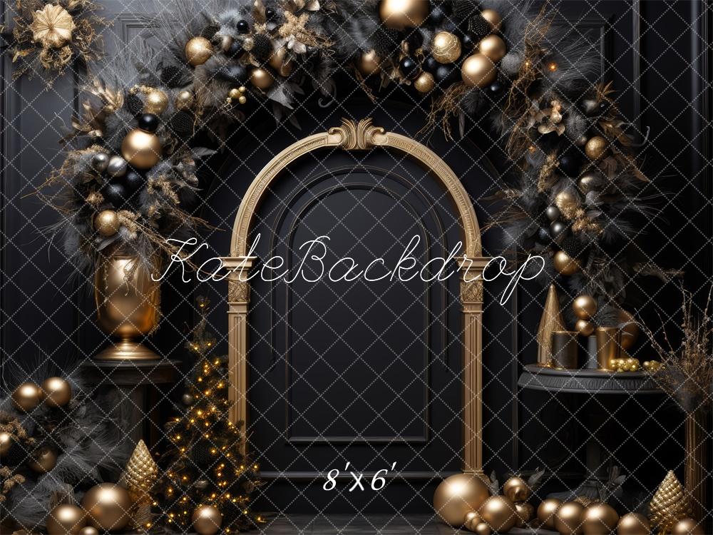 Kate Christmas Black Golden Arch Tree Backdrop Designed by Lidia Redekopp -UK