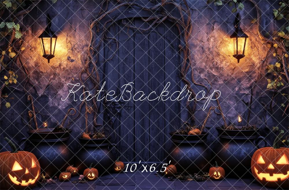 Lightning Deals Kate Halloween Lanterns Wooden Door Backdrop Designed by Lidia Redekopp -UK