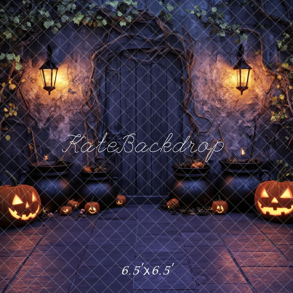 Lightning Deals Kate Halloween Lanterns Wooden Door Backdrop Designed by Lidia Redekopp -UK