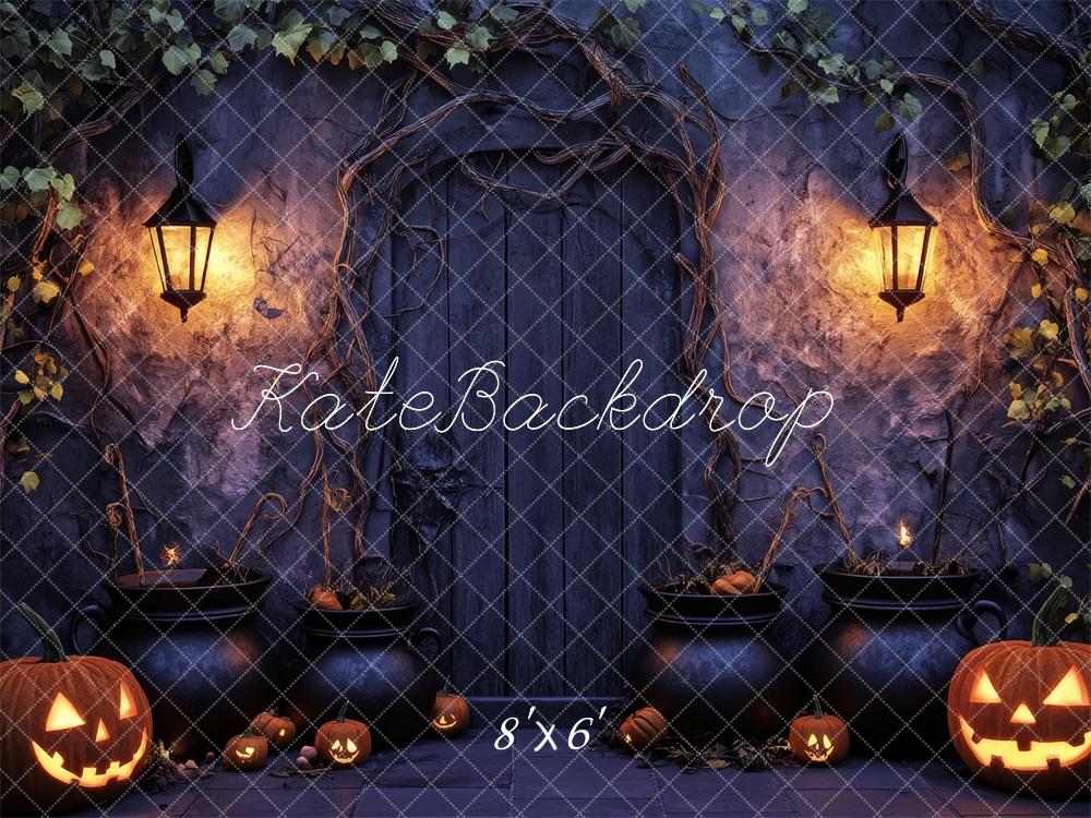 Lightning Deals Kate Halloween Lanterns Wooden Door Backdrop Designed by Lidia Redekopp -UK