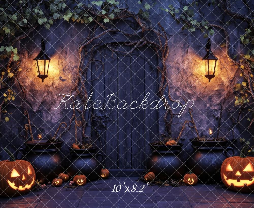 Lightning Deals Kate Halloween Lanterns Wooden Door Backdrop Designed by Lidia Redekopp -UK