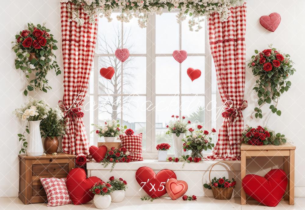 Kate Valentine's Day Window Floral Hearts Backdrop Designed by Emetselch -UK