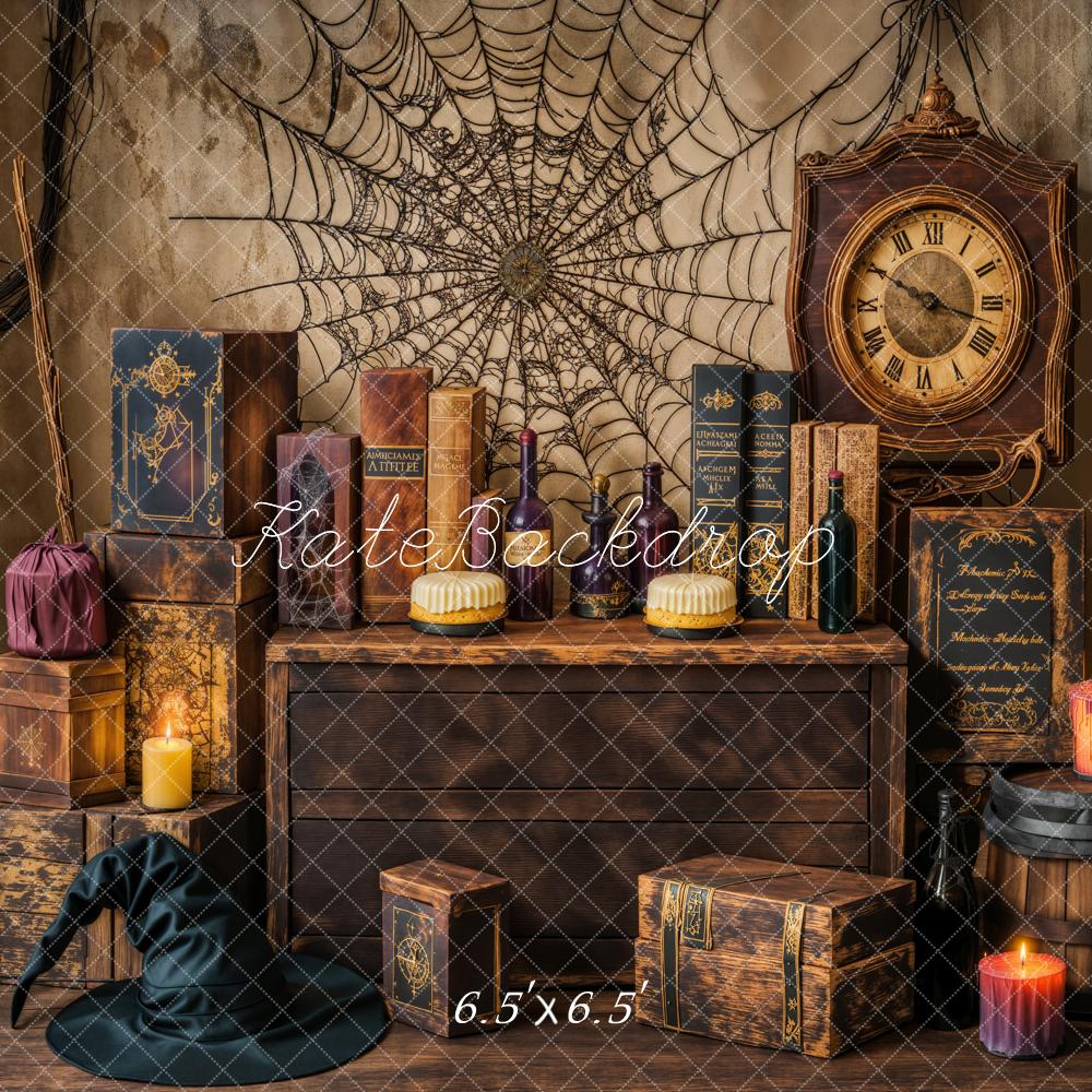 Lightning Deals Kate Halloween Witch Spider Web Retro Clock Backdrop Designed by Emetselch -UK