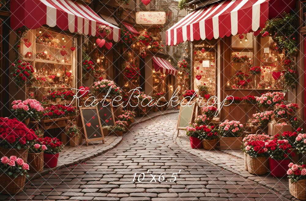 Lightning Deals Kate Valentine's Day Flower Shop Street Backdrop Designed by Emetselch -UK