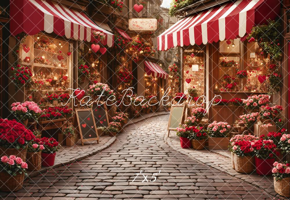 Lightning Deals Kate Valentine's Day Flower Shop Street Backdrop Designed by Emetselch -UK