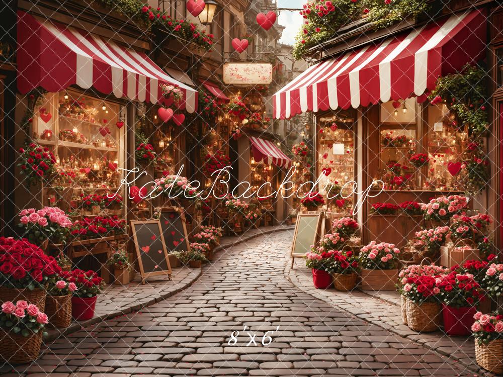 Lightning Deals Kate Valentine's Day Flower Shop Street Backdrop Designed by Emetselch -UK