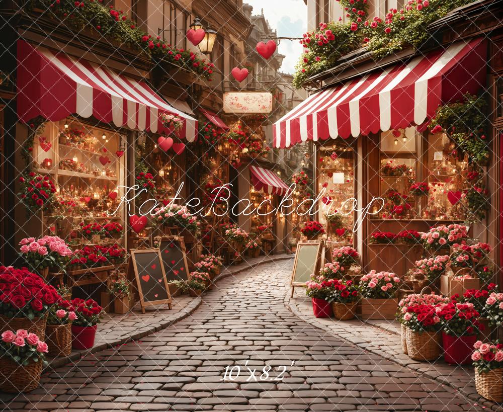 Lightning Deals Kate Valentine's Day Flower Shop Street Backdrop Designed by Emetselch -UK