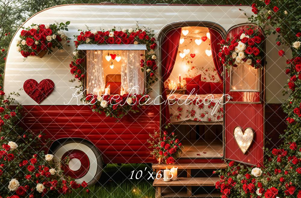 Kate Valentine's Day Romantic Heart Camper Backdrop Designed by Emetselch -UK