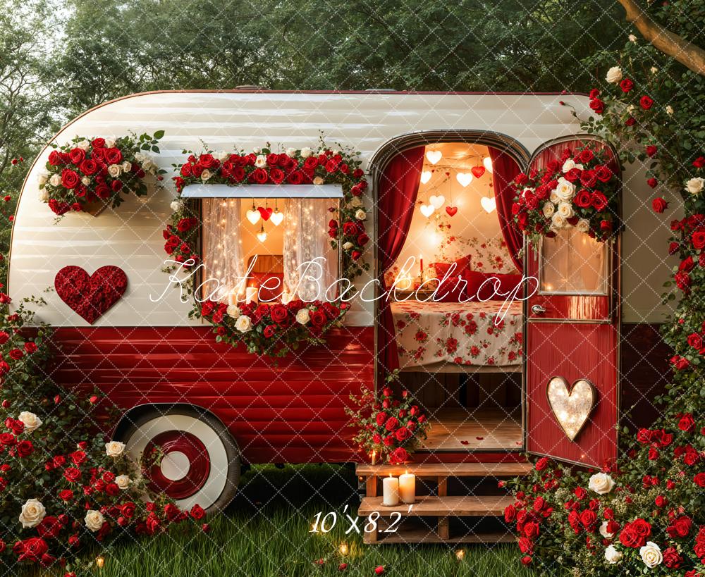 Kate Valentine's Day Romantic Heart Camper Backdrop Designed by Emetselch -UK