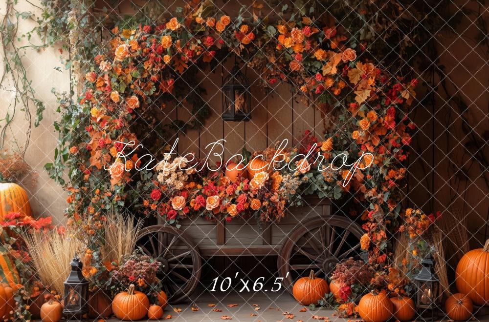 Kate Autumn Flower Arch Pumpkin Backdrop Designed by Patty Robert -UK