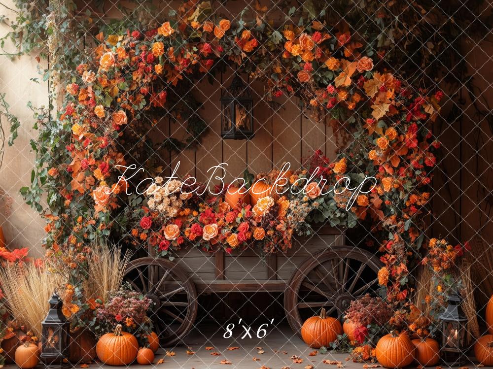 Kate Autumn Flower Arch Pumpkin Backdrop Designed by Patty Robert -UK