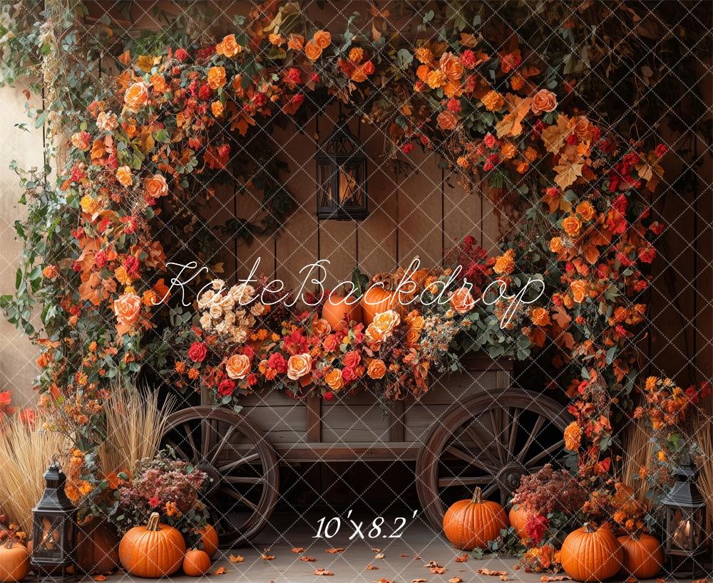 Kate Autumn Flower Arch Pumpkin Backdrop Designed by Patty Robert -UK