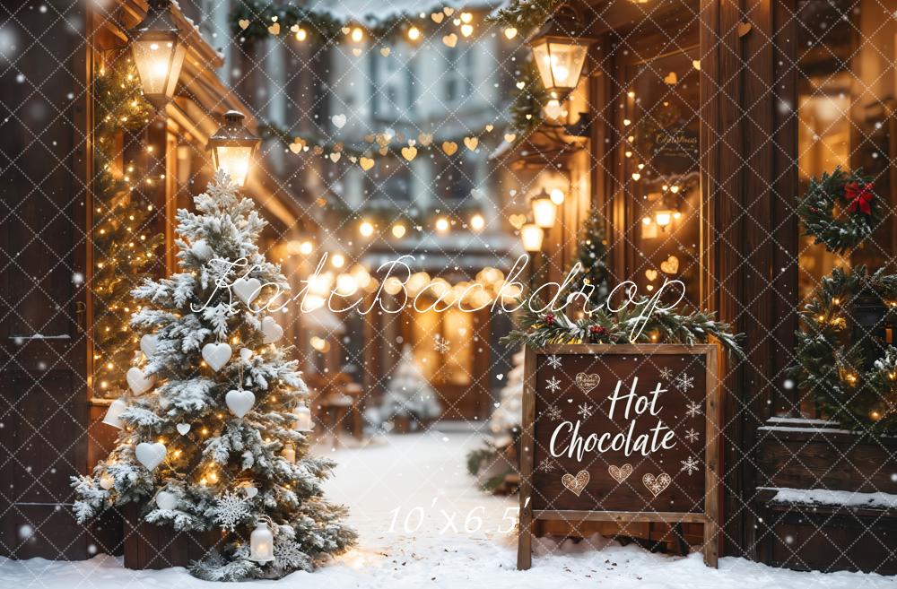 Kate Christmas Hot Chocolate Shop Bokeh Backdrop Designed by Emetselch -UK