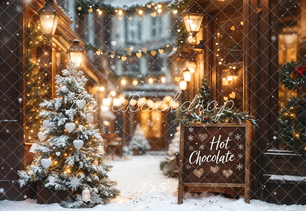 Kate Christmas Hot Chocolate Shop Bokeh Backdrop Designed by Emetselch -UK