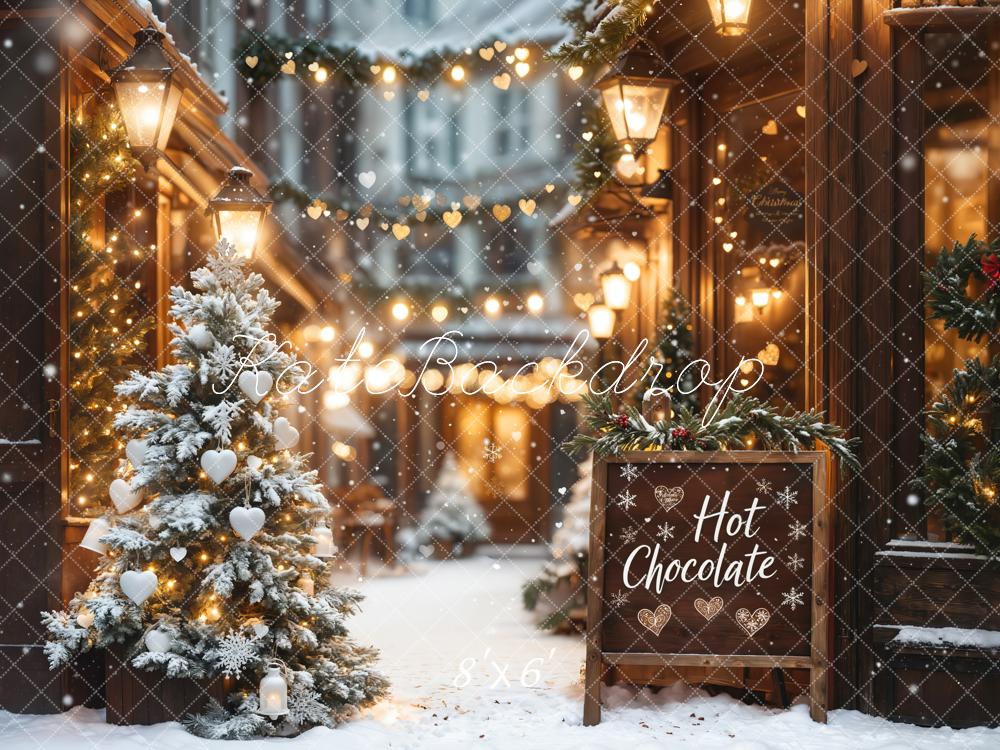 Kate Christmas Hot Chocolate Shop Bokeh Backdrop Designed by Emetselch -UK